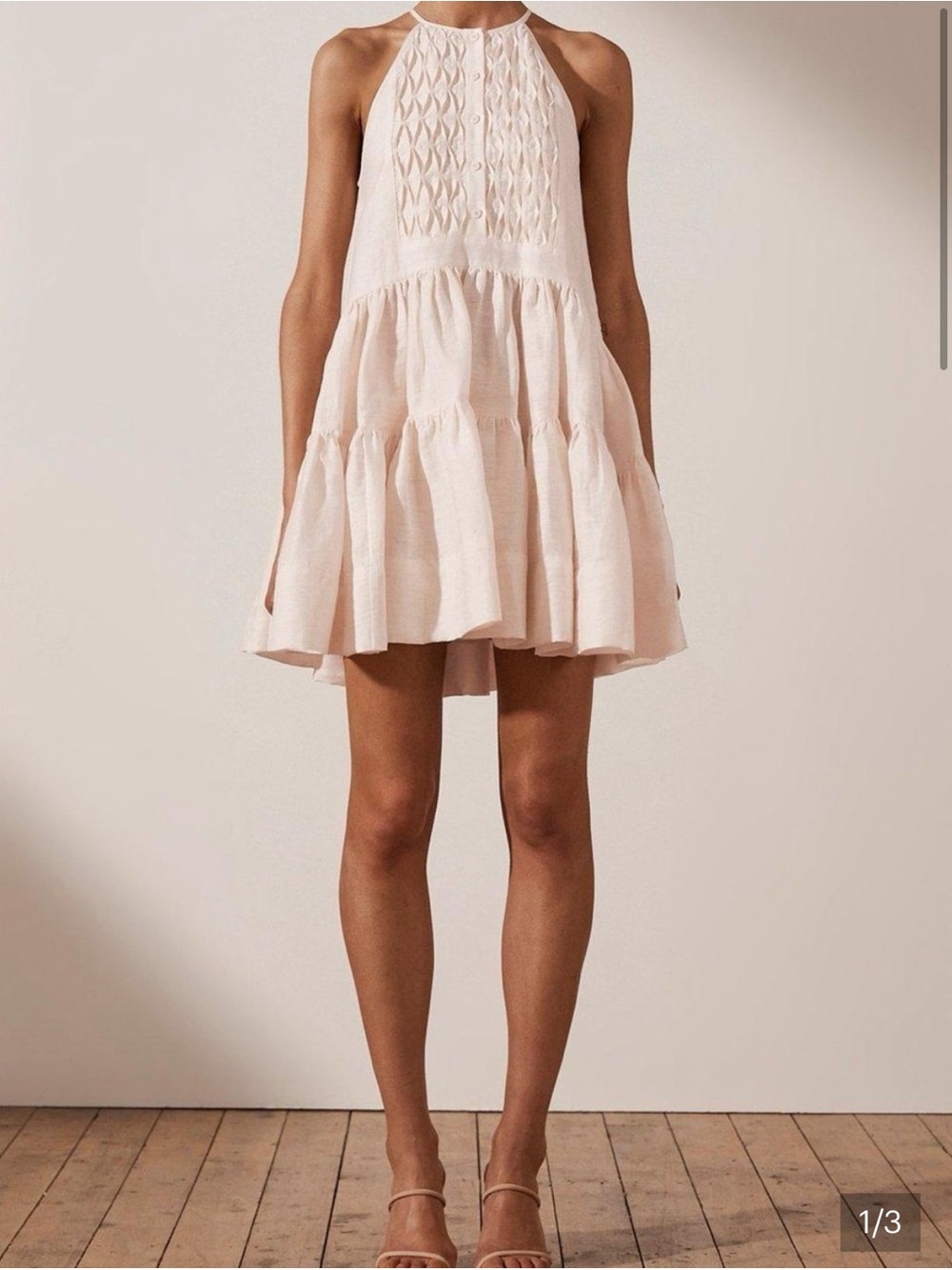Shona Joy Blush Halter Tiered Mini Dress